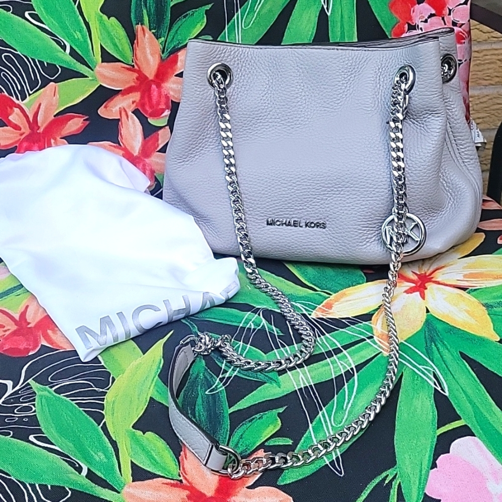 Michael Kors Grey Leather Shoulder Bag